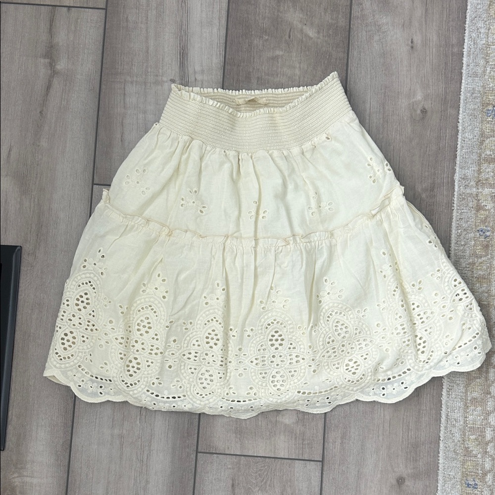 Promesa Cream Eyelet A-Line Skirt